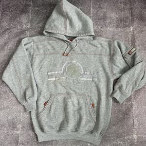 Men's Vintage Y2K Clench Jeans Heather Gray Hoodie Pullover Sweatshirt Sz M VTG